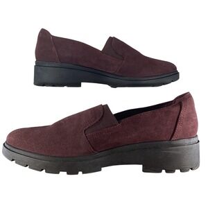 Clarks Dark Red Suede Loafers